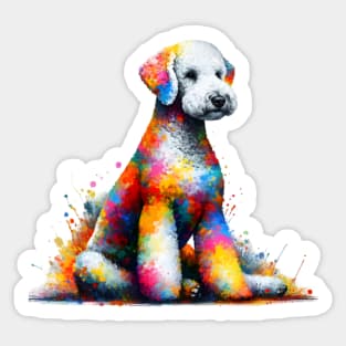 Vibrant Bedlington Terrier Portrait in Colorful Splash Style Sticker